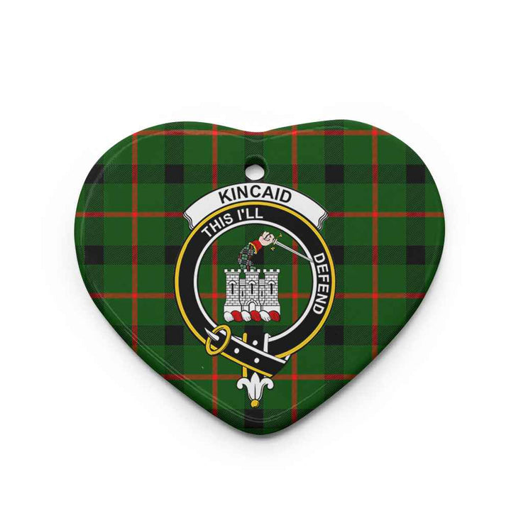 Scottish Kincaid Clan Crest Tartan Ceramic Ornament Heart Shape Tartan Plaid