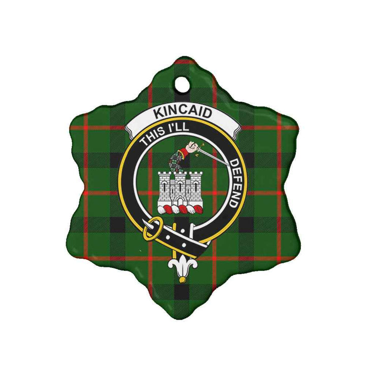 Scottish Kincaid Clan Crest Tartan Ceramic Ornament Snow Flake Shape Tartan Plaid