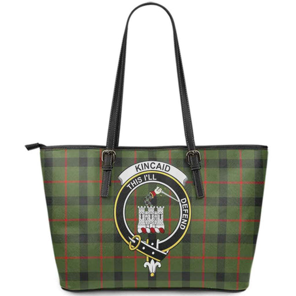 Scottish Kincaid Clan Crest Tartan Leather Tote Tartan Plaid