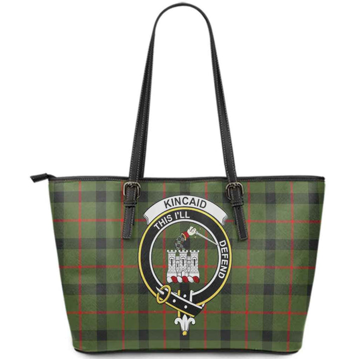 Scottish Kincaid Clan Crest Tartan Leather Tote Tartan Plaid