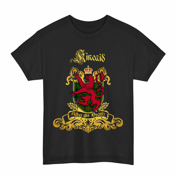 Scottish Kincaid Clan Tartan Lion Rampant of Scotland T-Shirt Tartan Plaid Black Color