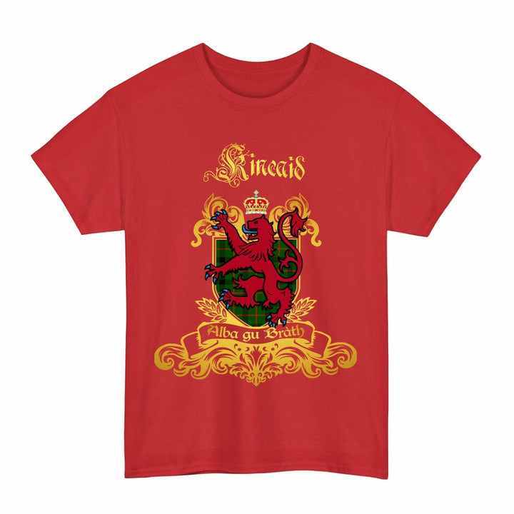 Scottish Kincaid Clan Tartan Lion Rampant of Scotland T-Shirt Tartan Plaid Red Color