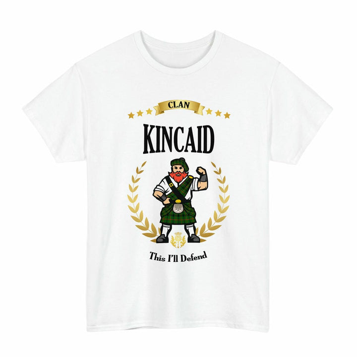 Scottish Kincaid Clan Tartan T-Shirt - Motto Scotsman Tartan Plaid White Color