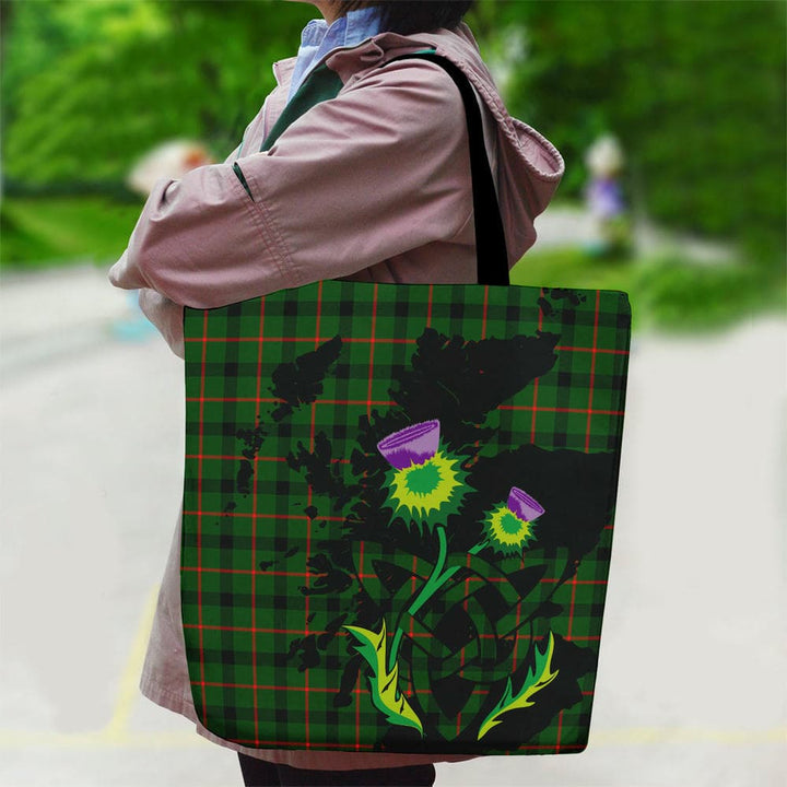 Scottish Kincaid Modern Clan Tartan Canvas Bag With Shoulder Strap With Thistle Tartan Plaid 2