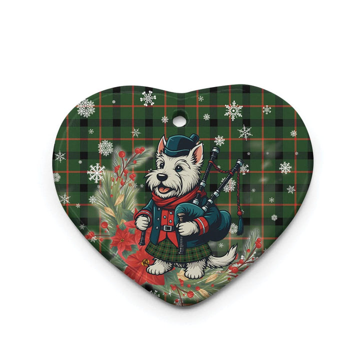 Scottish Kincaid Modern Clan Tartan Ceramic Ornament Cute Scottish Terrier Dog Heart Style Tartan Plaid