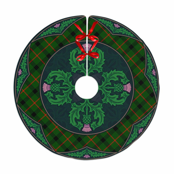Scottish Kincaid Modern Clan Tartan Christmas Tree Skirt Old Scottish Thistle Flower No Tassels Tartan Plaid 1