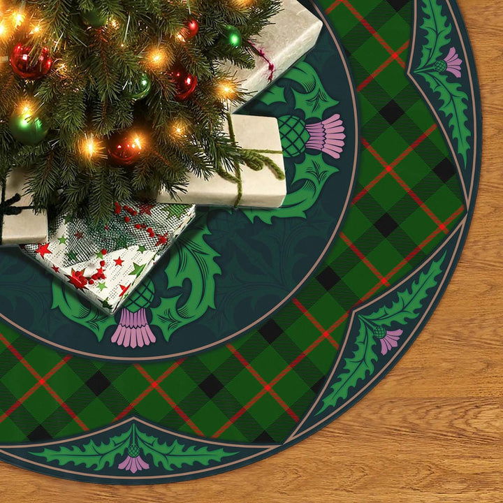 Scottish Kincaid Modern Clan Tartan Christmas Tree Skirt Old Scottish Thistle Flower No Tassels Tartan Plaid 2