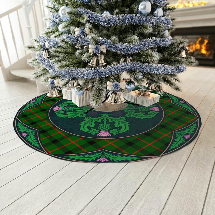 Scottish Kincaid Modern Clan Tartan Christmas Tree Skirt Old Scottish Thistle Flower No Tassels Tartan Plaid 3