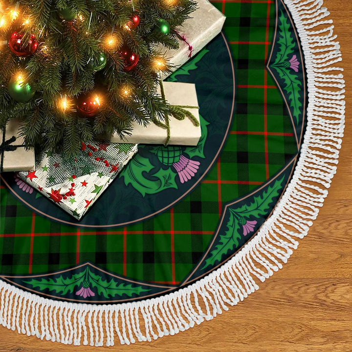 Scottish Kincaid Modern Clan Tartan Christmas Tree Skirt Old Scottish Thistle Flower Tassels Tartan Plaid 2
