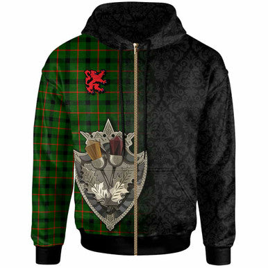 Scottish Kincaid Modern Clan Tartan Hoodie - Half Thistle Flowers Celtic Design Zip-up Tartan Plaid