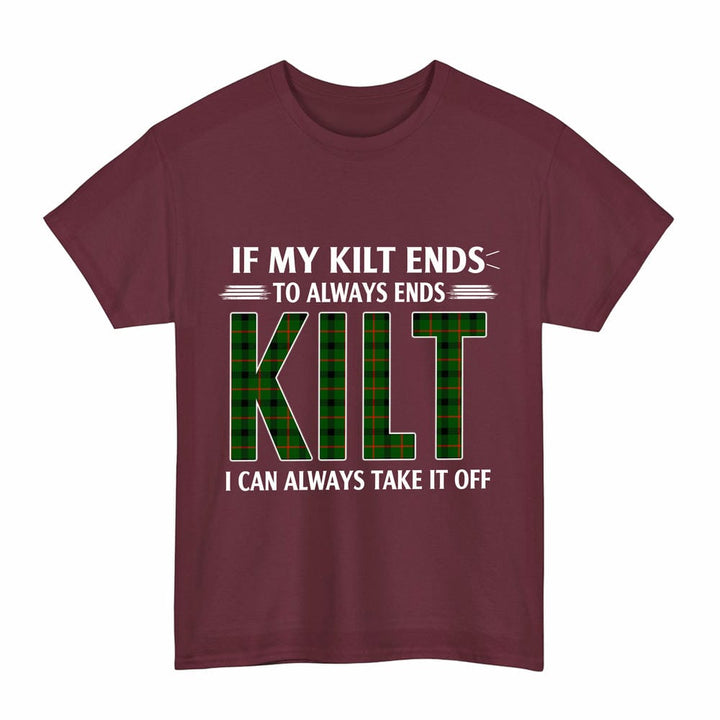 Scottish Kincaid Modern Clan Tartan Kilt Pride T-Shirt Tartan Plaid Maroon Color