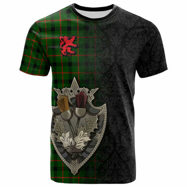Scottish Kincaid Modern Clan Tartan T-Shirt - Half Thistle Flowers Celtic Design Front Side Tartan Plaid