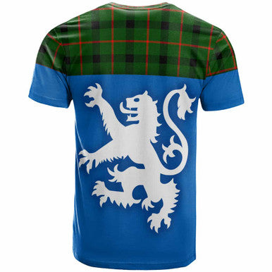 Scottish Kincaid Modern Clan Tartan T-Shirt - Lion Rampant of Scotland With Flag Back Side Tartan Plaid