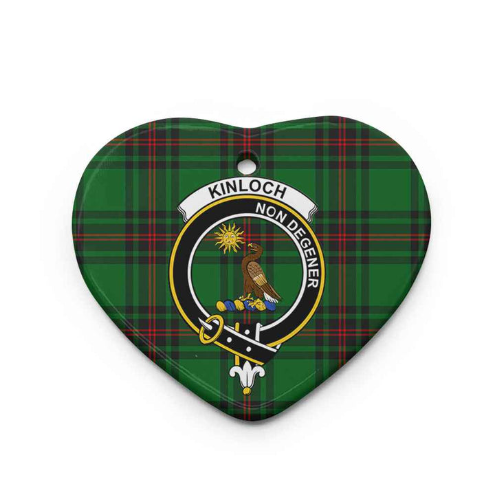 Scottish Kinloch Clan Crest Tartan Ceramic Ornament Heart Shape Tartan Plaid