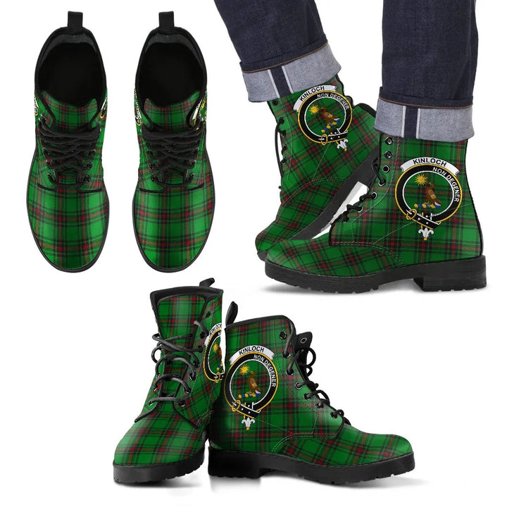 Scottish Kinloch Clan Crest Tartan Leather Boots