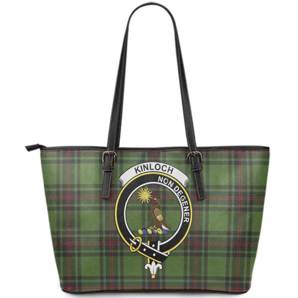 Scottish Kinloch Clan Crest Tartan Leather Tote Tartan Plaid