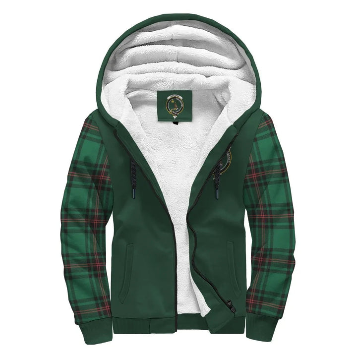 Scottish Kinloch Clan Crest Tartan Plaid Sleeve Sherpa Hoodie
