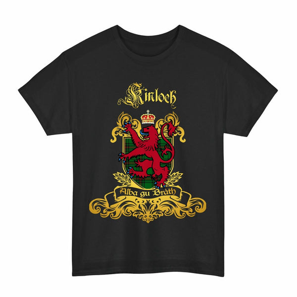 Scottish Kinloch Clan Tartan Lion Rampant of Scotland T-Shirt Tartan Plaid Black Color