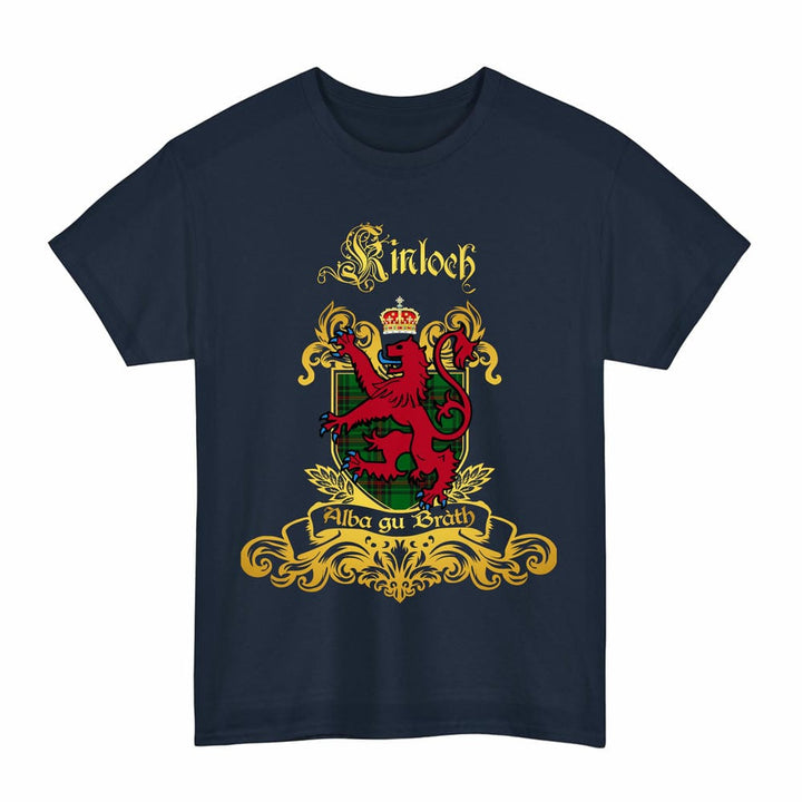 Scottish Kinloch Clan Tartan Lion Rampant of Scotland T-Shirt Tartan Plaid Navy Color