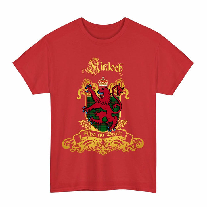Scottish Kinloch Clan Tartan Lion Rampant of Scotland T-Shirt Tartan Plaid Red Color