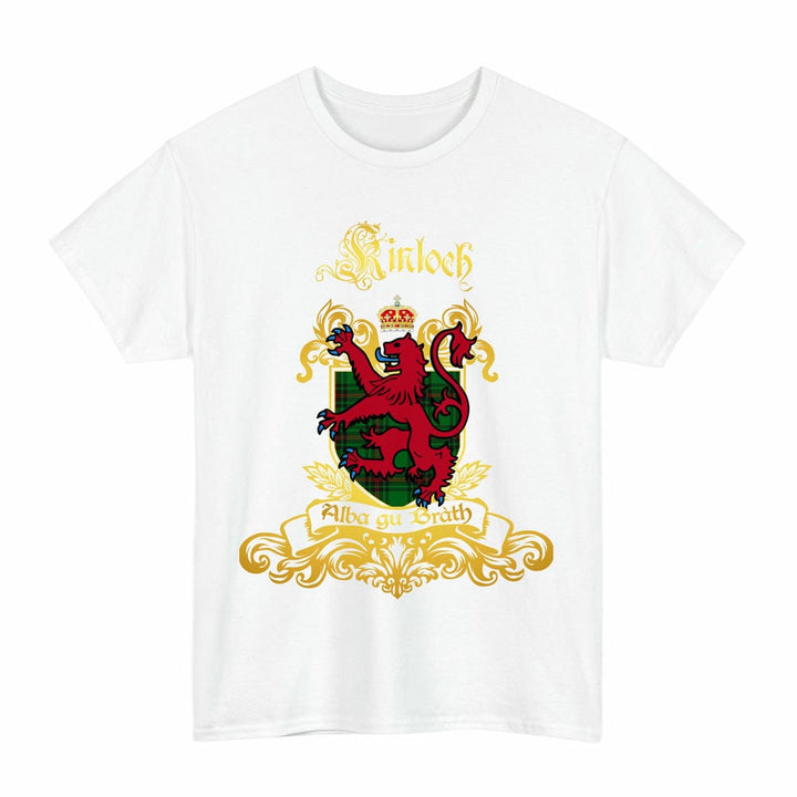 Scottish Kinloch Clan Tartan Lion Rampant of Scotland T-Shirt Tartan Plaid White Color