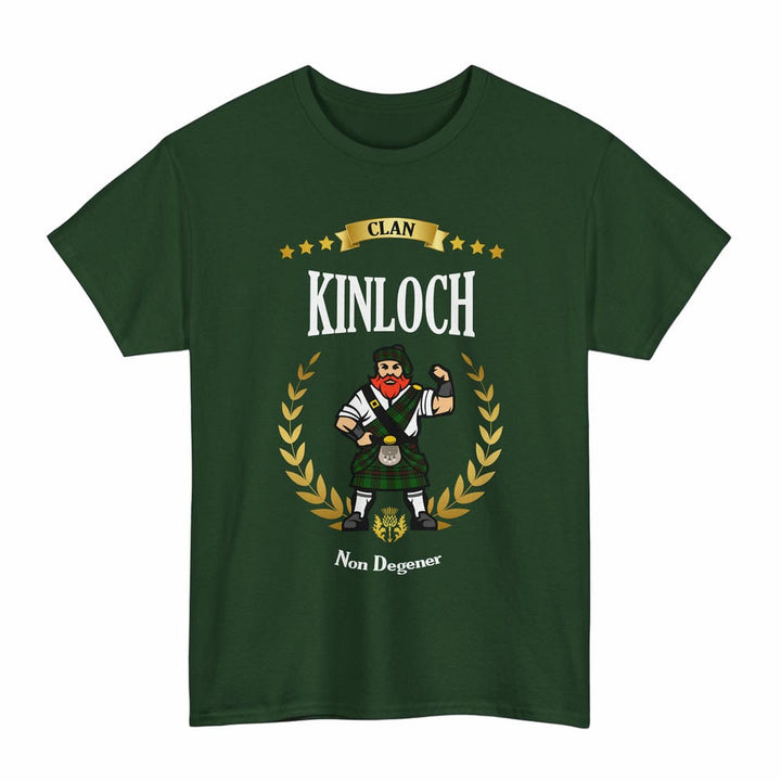 Scottish Kinloch Clan Tartan T-Shirt - Motto Scotsman Tartan Plaid Forest Green Color