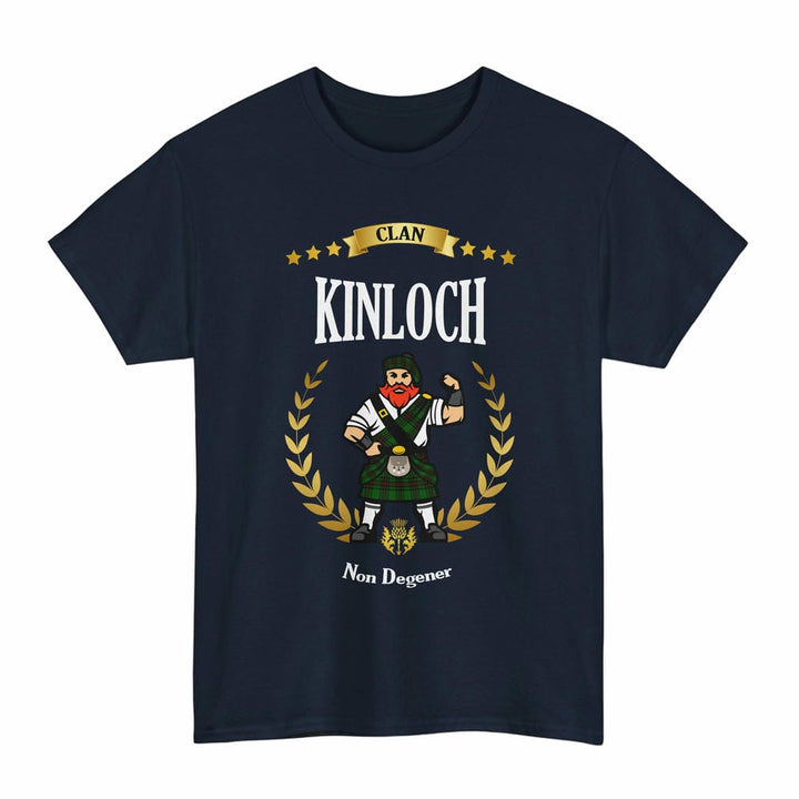 Scottish Kinloch Clan Tartan T-Shirt - Motto Scotsman Tartan Plaid Navy Color
