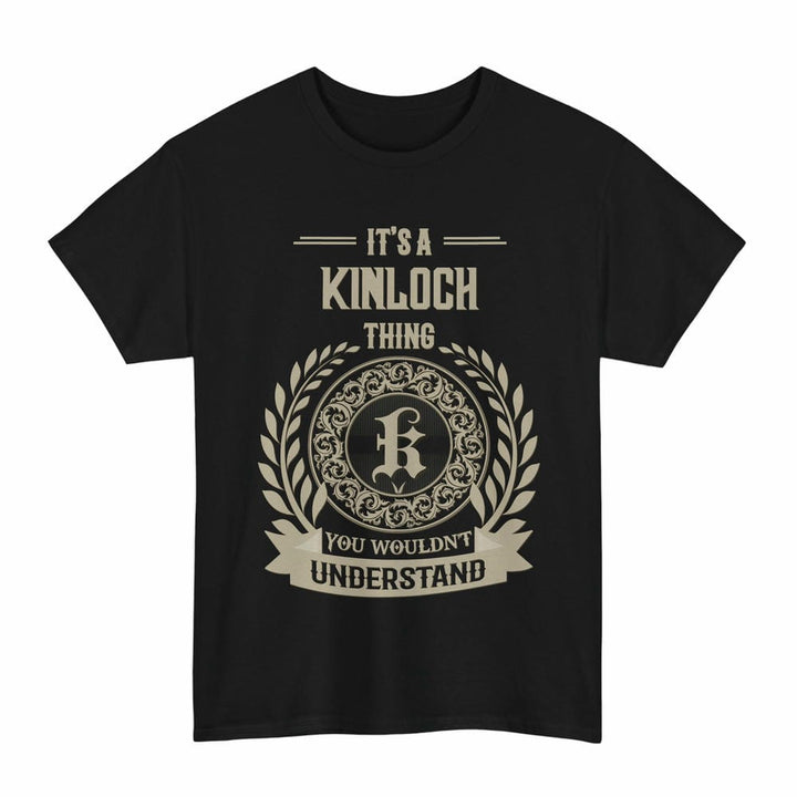 Scottish Kinloch Clan Tartan T-Shirt - Vintage Family Name Tartan Plaid Black Color