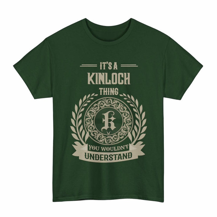 Scottish Kinloch Clan Tartan T-Shirt - Vintage Family Name Tartan Plaid Forest Green Color