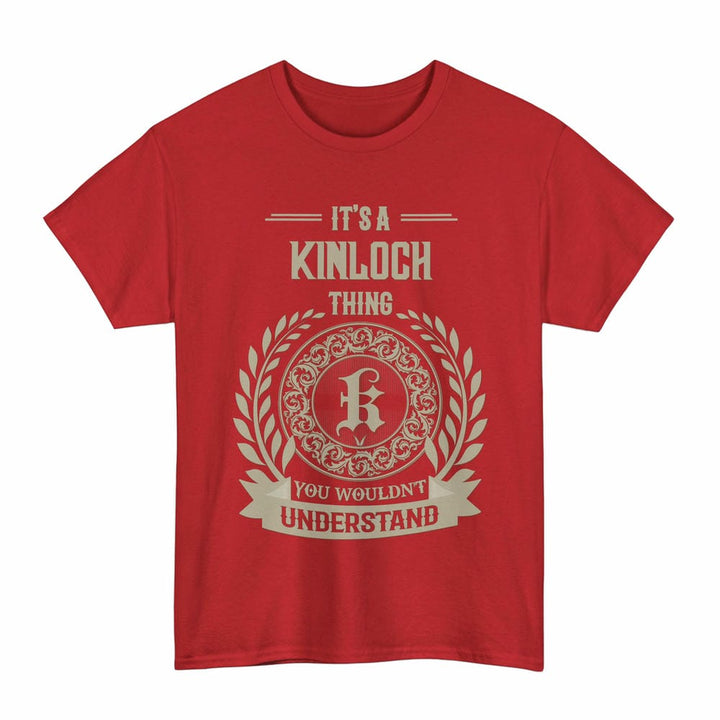 Scottish Kinloch Clan Tartan T-Shirt - Vintage Family Name Tartan Plaid Red Color