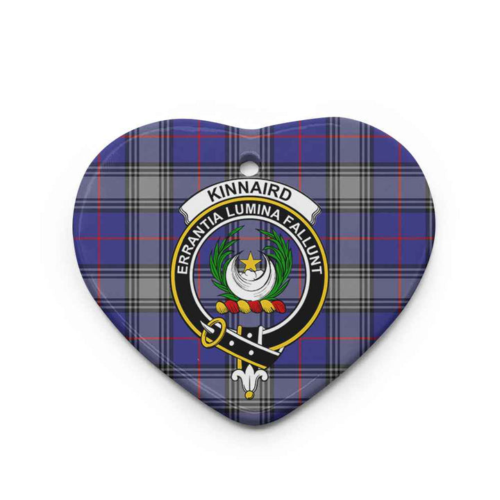 Scottish Kinnaird Clan Crest Tartan Ceramic Ornament Heart Shape Tartan Plaid