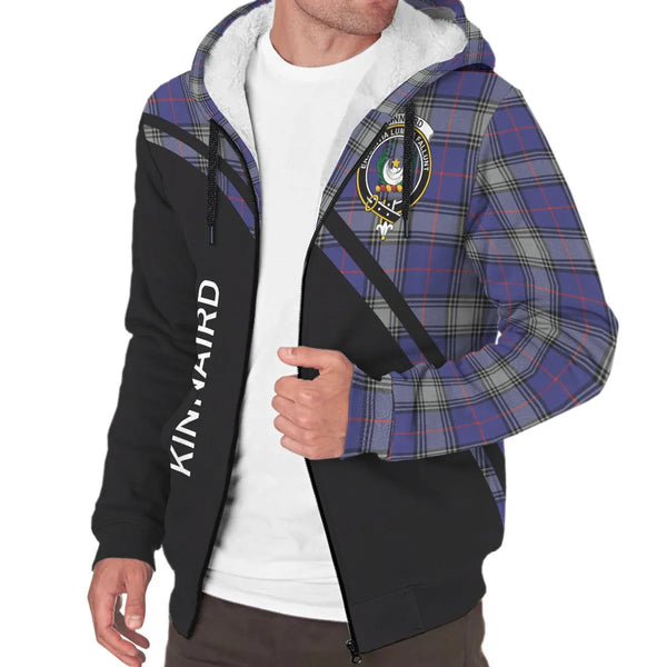 Scottish Kinnaird Clan Crest Tartan Curve Sherpa Hoodie