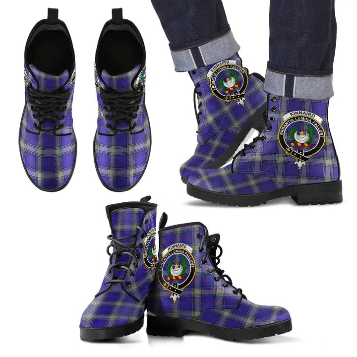 Scottish Kinnaird Clan Crest Tartan Leather Boots