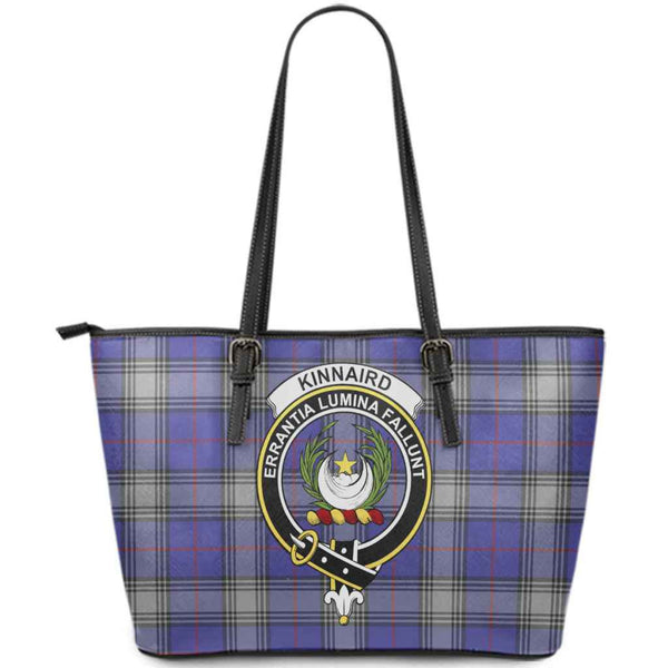 Scottish Kinnaird Clan Crest Tartan Leather Tote Tartan Plaid