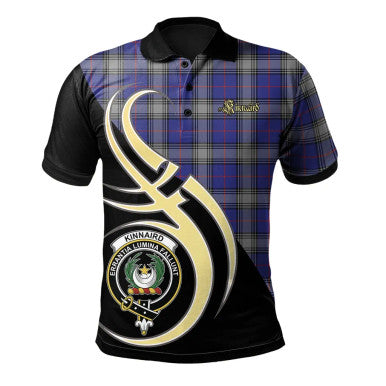 Scottish Kinnaird Clan Crest Tartan Polo Shirt Believe in Me Front Side Tartan Plaid
