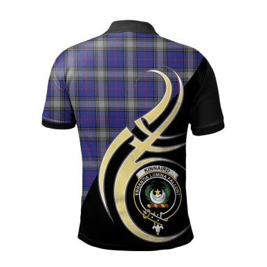 Scottish Kinnaird Clan Crest Tartan Polo Shirt Believe in Me Back Side Tartan Plaid
