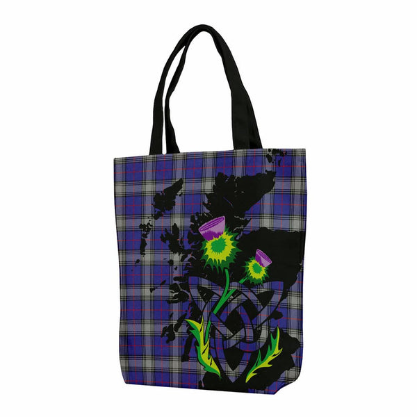 Scottish Kinnaird Clan Tartan Canvas Bag With Shoulder Strap With Thistle Tartan Plaid 1