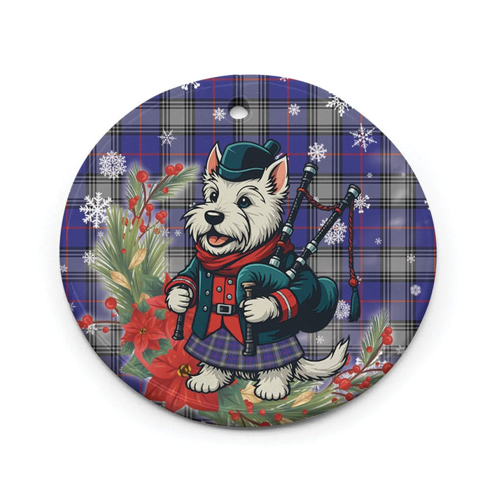 Scottish Kinnaird Clan Tartan Ceramic Ornament Cute Scottish Terrier Dog Circle Style Tartan Plaid