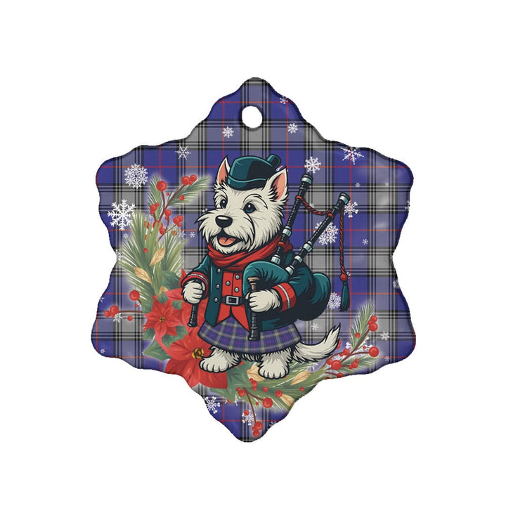 Scottish Kinnaird Clan Tartan Ceramic Ornament Cute Scottish Terrier Dog Snow Flake Style Tartan Plaid
