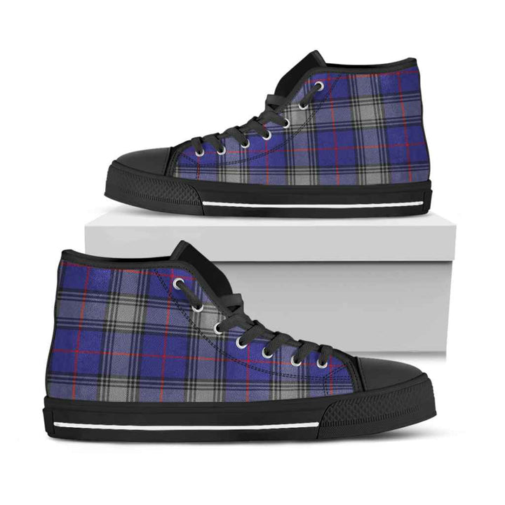 Scottish Kinnaird Clan Tartan High Top Shoes Black Sole Tartan Plaid
