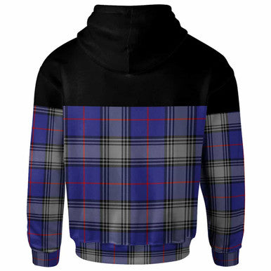 Scottish Kinnaird Clan Tartan Hoodie - Horizontal Style Back Side Tartan Plaid
