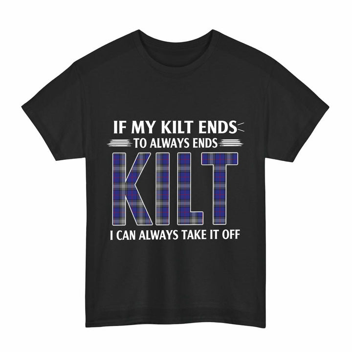 Scottish Kinnaird Clan Tartan Kilt Pride T-Shirt Tartan Plaid Black Color