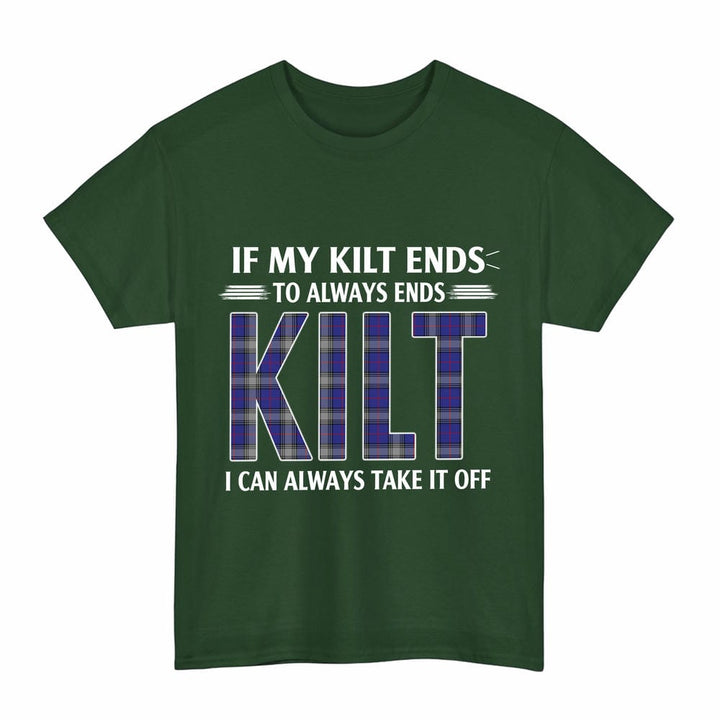 Scottish Kinnaird Clan Tartan Kilt Pride T-Shirt Tartan Plaid Forest Green Color