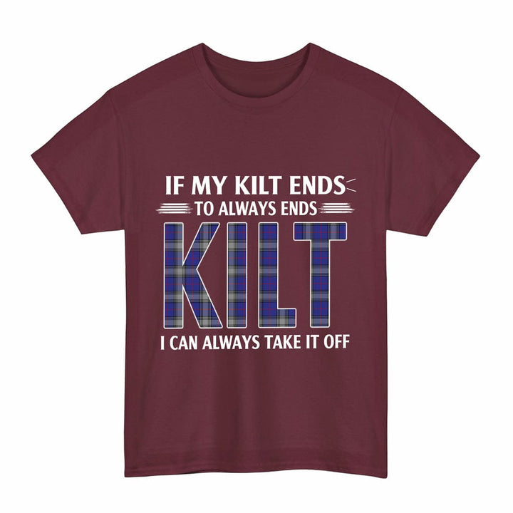 Scottish Kinnaird Clan Tartan Kilt Pride T-Shirt Tartan Plaid Maroon Color