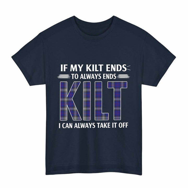 Scottish Kinnaird Clan Tartan Kilt Pride T-Shirt Tartan Plaid Navy Color