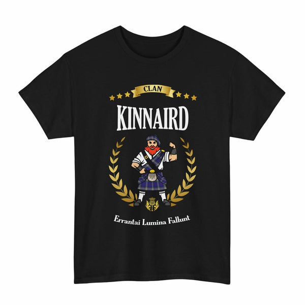 Scottish Kinnaird Clan Tartan T-Shirt - Motto Scotsman Tartan Plaid Black Color