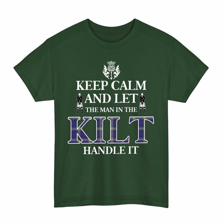 Scottish Kinnaird Clan Tartan T-Shirt - Keep Calm Tartan Plaid Forest Green Color