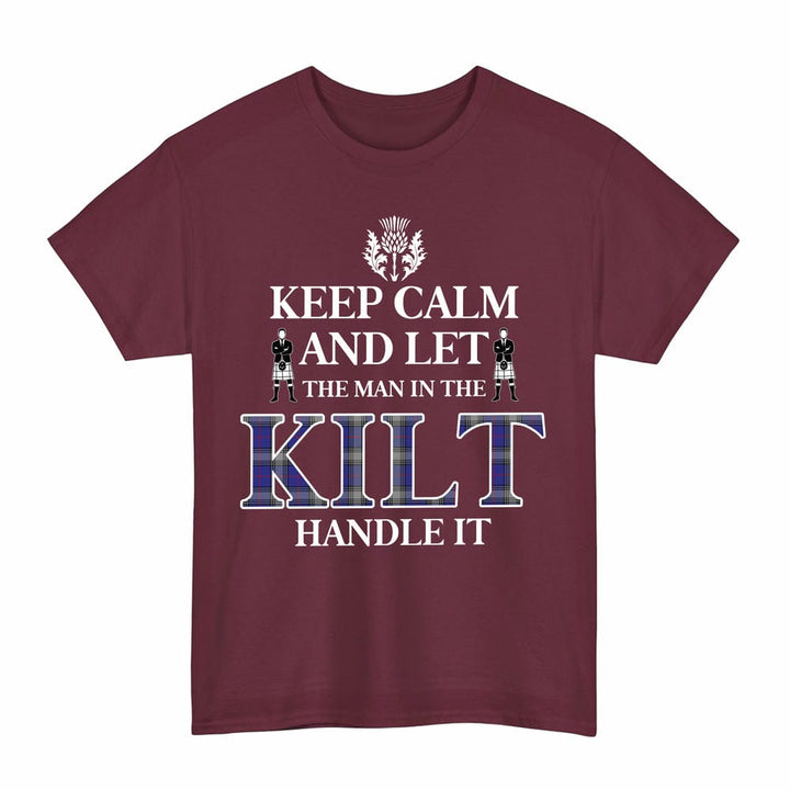 Scottish Kinnaird Clan Tartan T-Shirt - Keep Calm Tartan Plaid Maroon Color