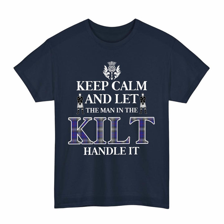 Scottish Kinnaird Clan Tartan T-Shirt - Keep Calm Tartan Plaid Navy Color