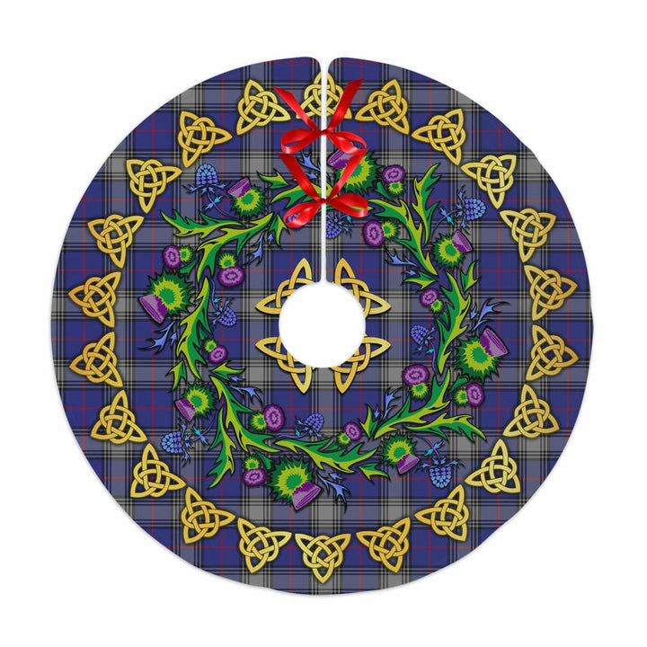 Scottish Kinnaird Clan Tartan Thistle Celtic Knot Christmas Tree Skirt No Tassels Tartan Plaid 1